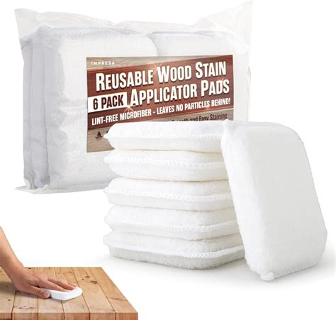 IMPRESA [6 Pack] Wood Stain Applicator Pads - Lint-Free Microfiber ...