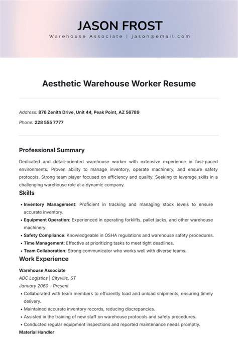 Keywords For Warehouse Resume