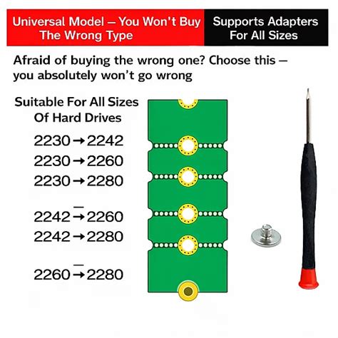 M.2 SSD Adapter Board 2230 2242 2260 to 2280 Extension