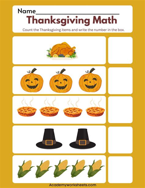 Free Thanksgiving Math Activities for Preschool Kids - Academy Worksheets