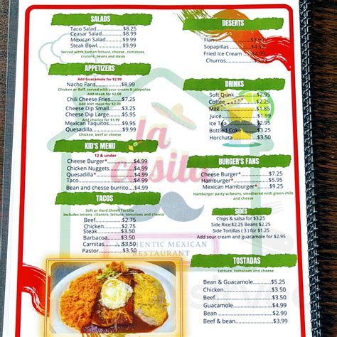 La casita authentic Mexican Restaurant menus in Berthoud, Colorado ...