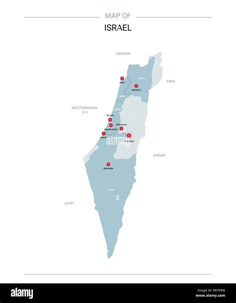 Israel vector map. Editable template with regions, cities, red pins and ...