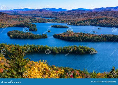 Blue Mountain Lake in the Adirondack View from Castle Rock Viewpoint ...