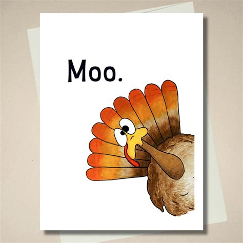 Funny Turkey Thanksgiving Card - Moo! - Etsy | Thanksgiving cards ...
