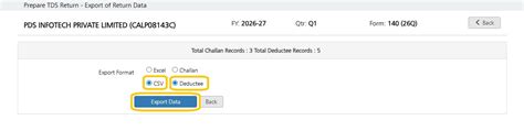 Export Return Data - TDSMAN Online Ver. 1.1 - User Manual