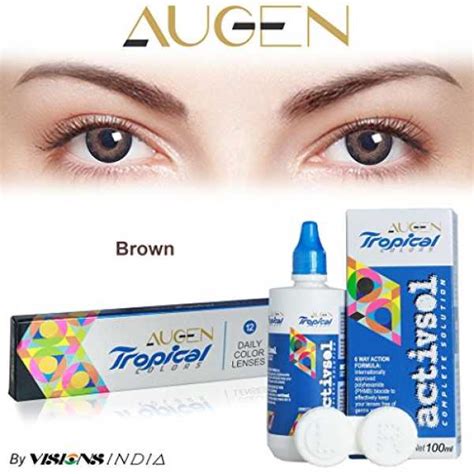 Augen Tropical Daily Contact Lens (0.00, Brown, Pack of 2) With Lens ...