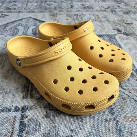 yellow crocs sport mode lounge mode good... - Depop