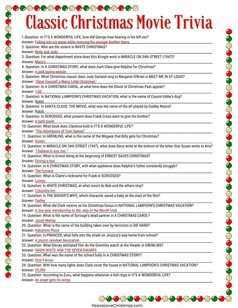 70 Free Christmas Movie Trivia Printables for Fun Games - Peace Love ...