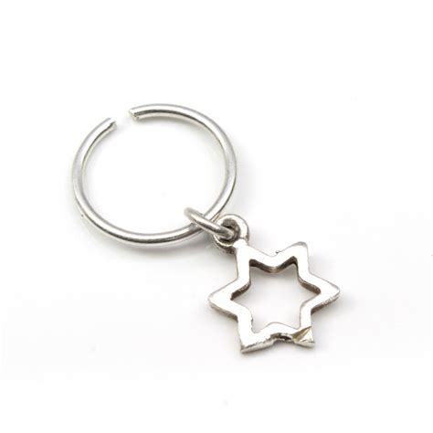 925 sterling silver fake piercing septum nose ear ring tribal body ...
