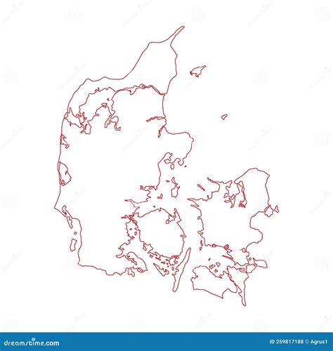 Vector Illustration of Red Colored Outline Map of Denmark Stock Vector - Illustration of banner ...