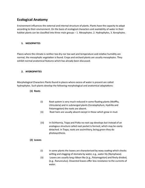 Ecological Anatomy 1 - Ecological Anatomy Environment influences the ...