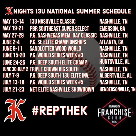 2023 13U NATIONAL SCHEDULE - Knights