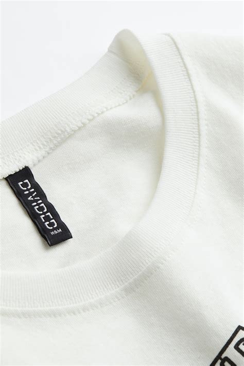 Oversized printed T-shirt - Cream/Good Vibes - Ladies | H&M IN