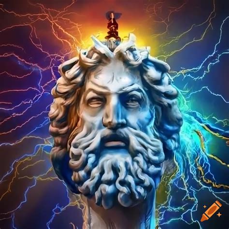 Zeus, the king of gods, wielding lightning bolts on Craiyon