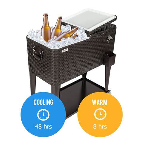 VINGLI 80 Quart Rolling Ice Chest on Wheels, Portable Patio Party Bar ...