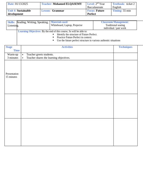 Future Perfect Lesson Plan 的图像结果
