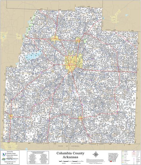 Columbia County Arkansas 2025 Wall Map | Mapping Solutions