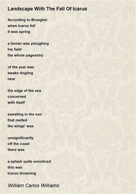 Landscape With The Fall Of Icarus Poem by William Carlos Williams ...