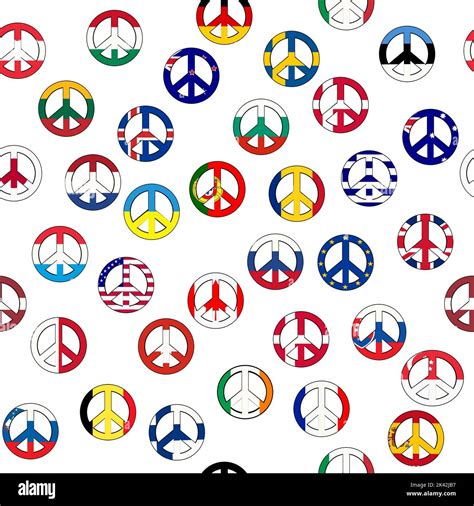Peace symbol with flags of different countries from the world, seamless ...