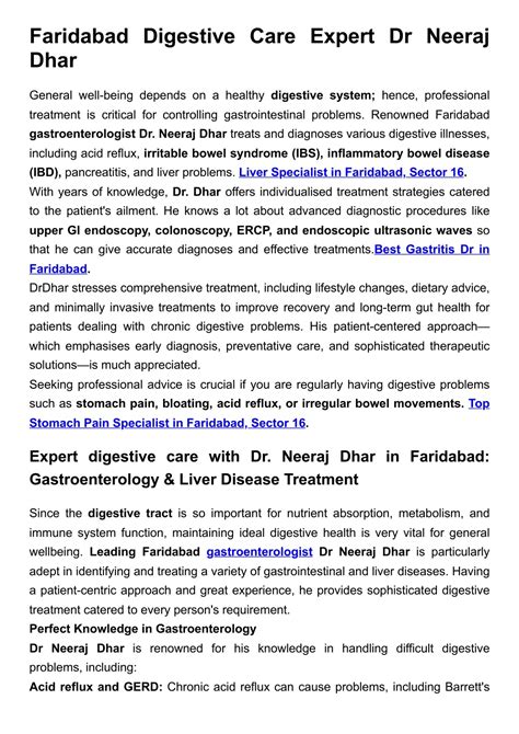 PPT - Advanced Digestive Care with Dr. Neeraj Dhar in Faridabad PowerPoint Presentation - ID ...