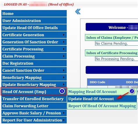 Tag Head of Account for Payment for WBHS Portal