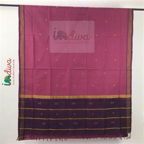 Indiva Pink & Brown Udupi Handloom Saree With Bhutas