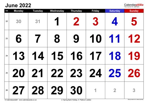 June 2022 Printable Calendar