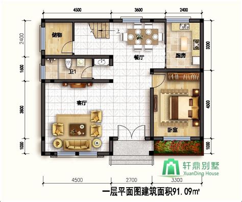 13.5m*14.3m二层精致小别墅设计图，房间面积较大，居住舒适 - 轩鼎房屋图纸