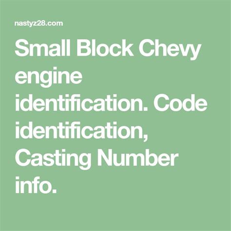 Small Block Chevy Identification Numbers 的图像结果