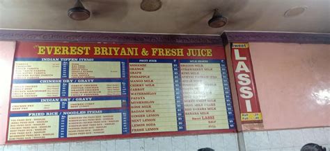 Menu at Everest Biriyani (near CMC), Vellore