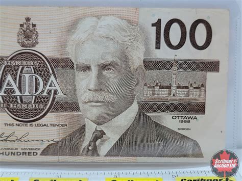 Canada $100 Bill 1988 : Bonin/Thiessen #BJH8968951 (See Pics for ...