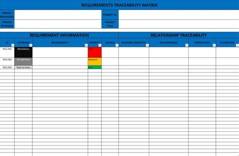 Image result for Requirements Traceability Matrix Example