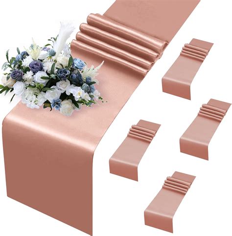Amazon.com: MILVOWOC Rose Gold Satin Table Runners, 5 Pack, 12 x 108 ...