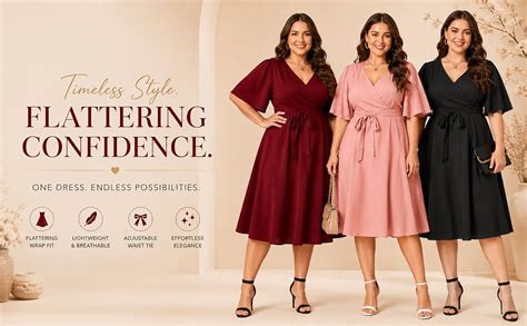 Buy TASHVIKA'S Women's Plus Size Ruffle Wrap Swing Dresses (X-Large ...