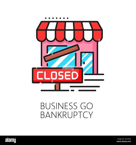 Business go bankruptcy color line icon, economic crisis and money loss, downturn symbol. Closed ...
