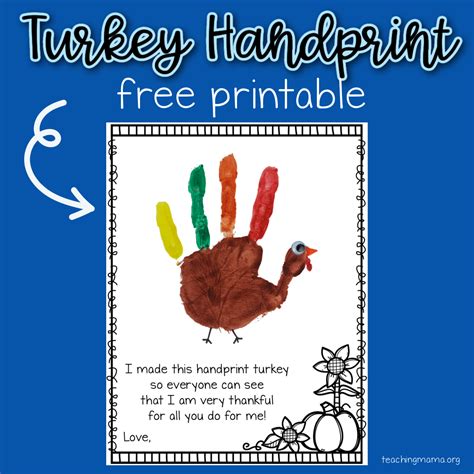 turkey handprint - free printable | Turkey handprint, Thanksgiving ...