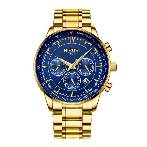 NIBOSI Chronograph Quartz Stainless Steel Mens Wrist Watch (Blue Color ...