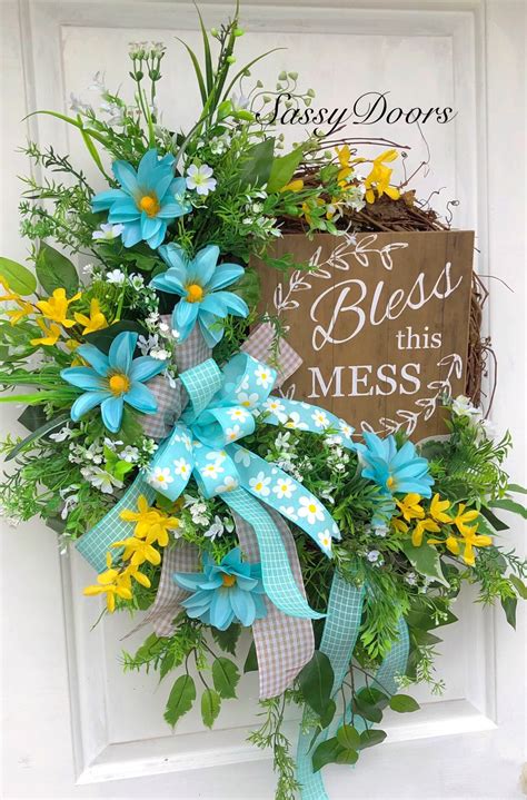 Spring Door Wreath, Farmhouse Wreath- Sassy Doors Wreath-Front Door ...