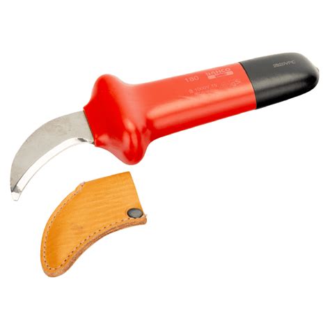 Bahco 2820VPC 1000V Insulated Curved-Bent Blade Knife, 50 mm Blade Length, 180 mm Total Length ...
