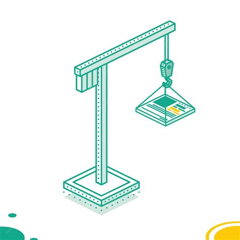 Isometric small crane with design element outline concept web page ...