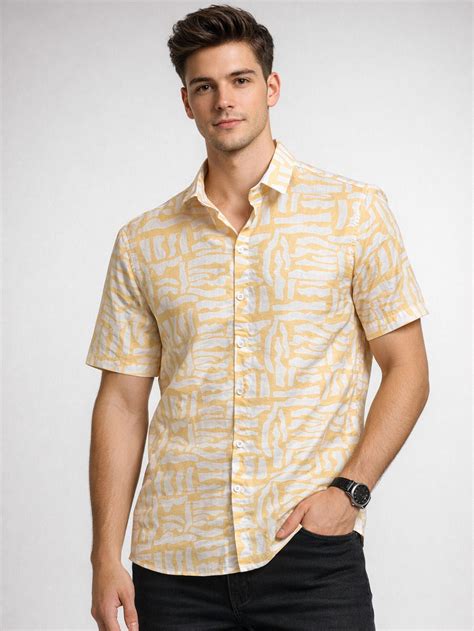 Aurelio Strata Men’s Modern Luxury Summer Shirt – Sand Gold – Poshmer ...