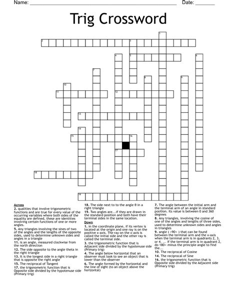 Trig Crossword - WordMint