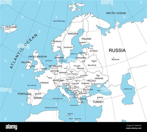 Political map of western Europe. Color illustration Stock Photo - Alamy