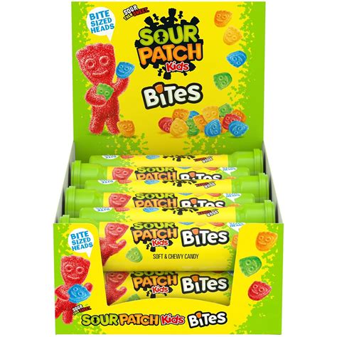 Amazon.com : SOUR PATCH KIDS Bites Soft & Chewy Candy, 12-1.8 oz Tubes ...