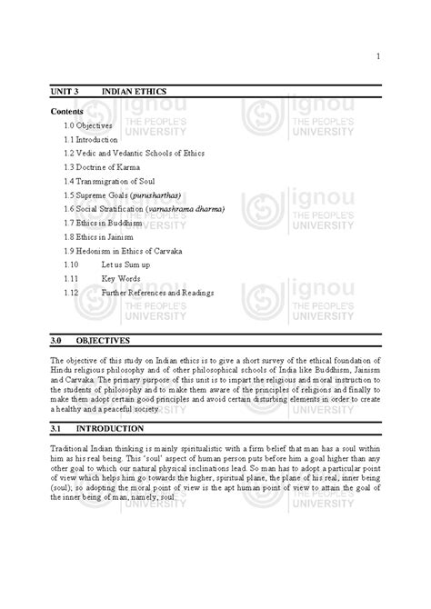 Unit-3 - Notes - UNIT 3 INDIAN ETHICS Contents 1 Objectives 1 ...