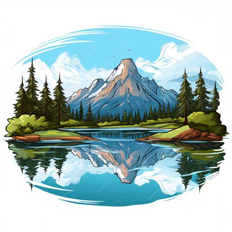Premium Photo | Mountain Lake Clipart isolated on white background
