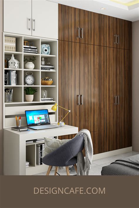 Wardrobe with Study Table Design 的图像结果