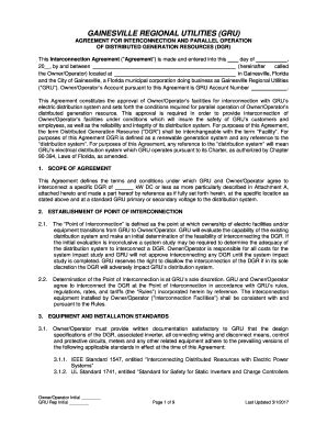 Fillable Online Solar PV Interconnection Agreement-GRU. Interconnection ...