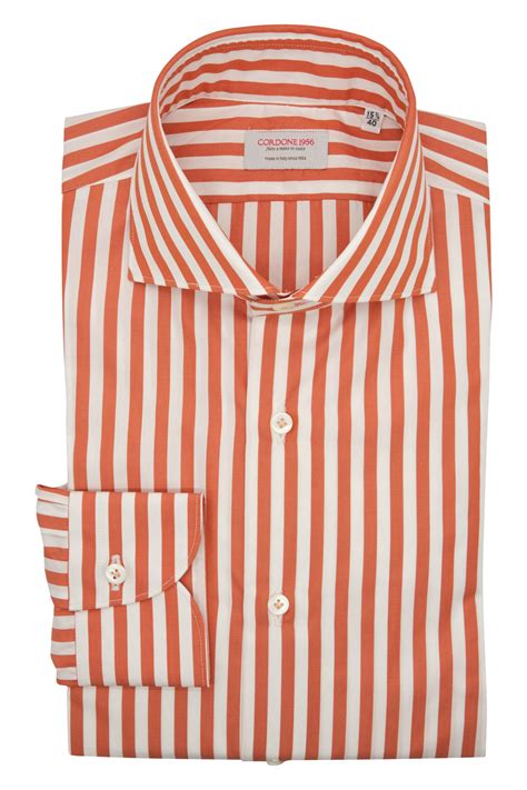 Bold Striped Popeline Shirt Orange – CORDONE1956