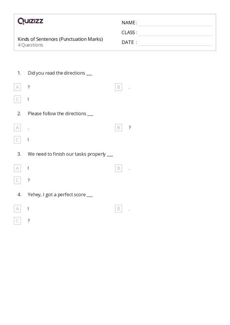 50+ Sentences: Punctuation worksheets for 1st Class on Quizizz | Free ...